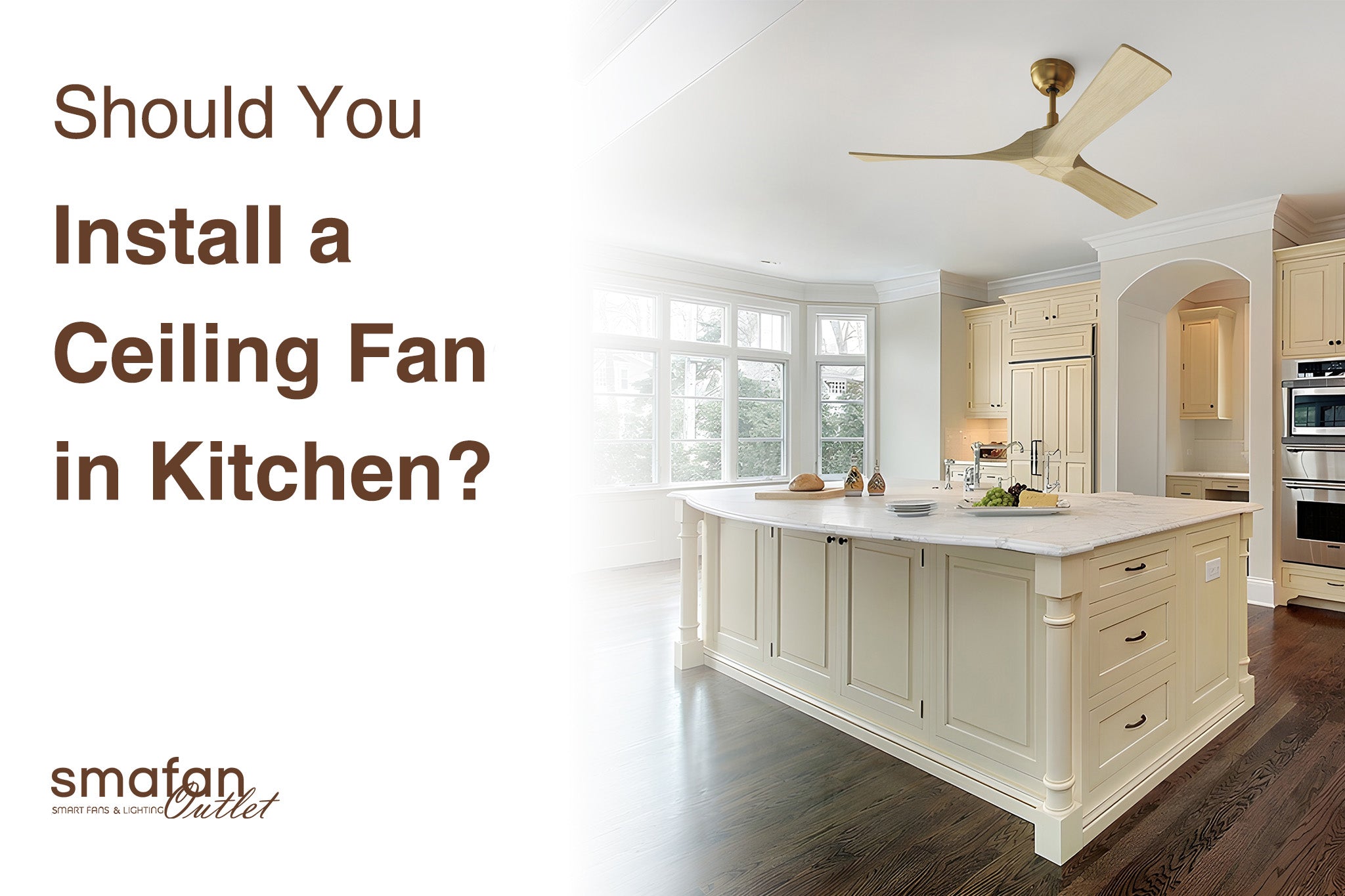 Modern kitchen with ceiling fan USA
