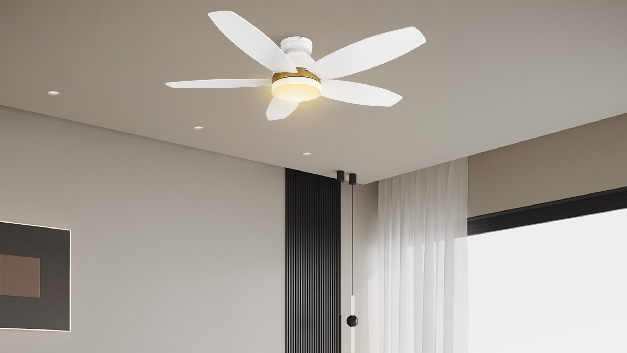Levi Flush Mount Outdoor Ceiling Fan with Light and Smart 48 inch
