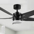 Close-up of the Araceli 52-inch DC ceiling fan with integrated LED light and remote control, showcasing its modern design.