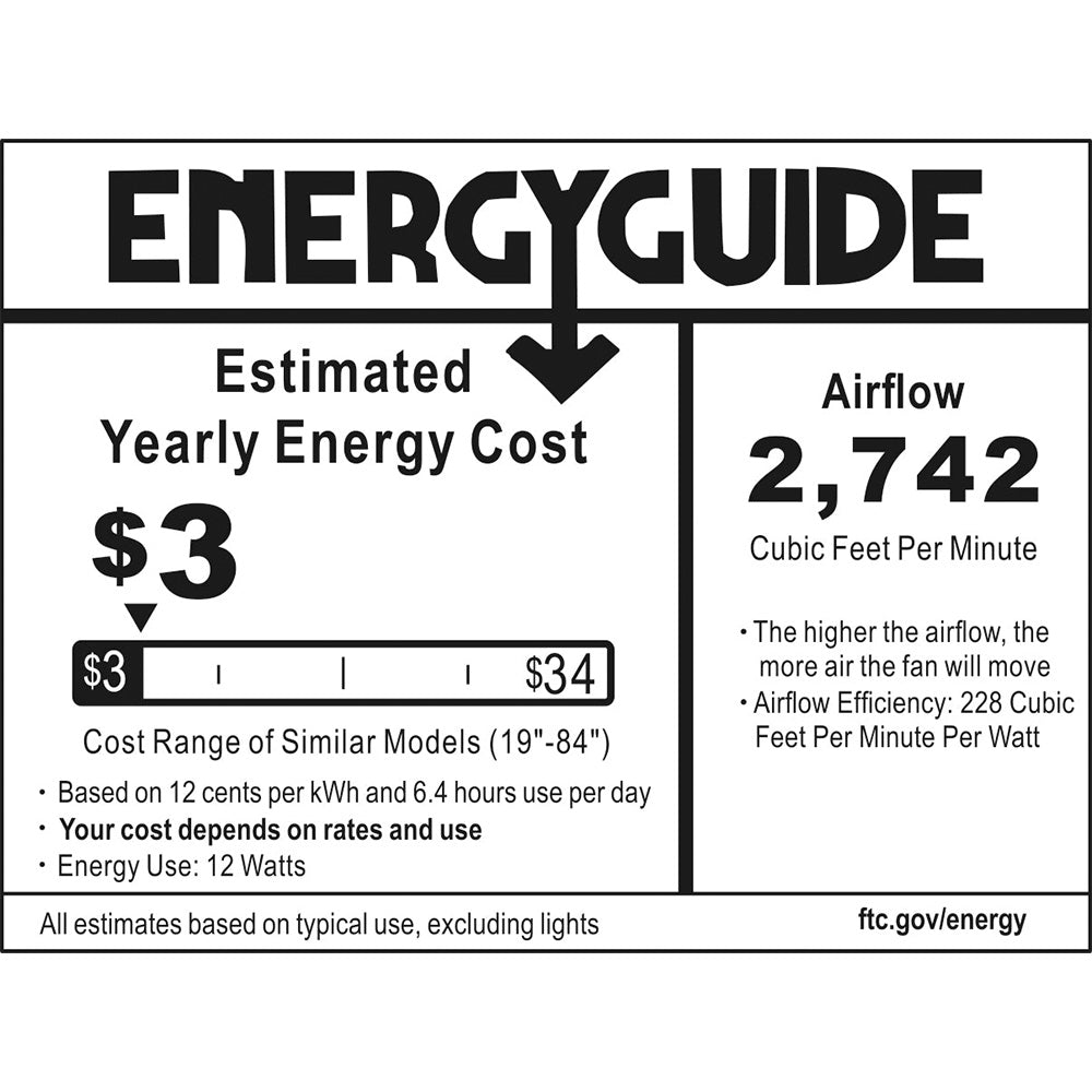 energy efficient ceiling fans 52 inch guide label.
