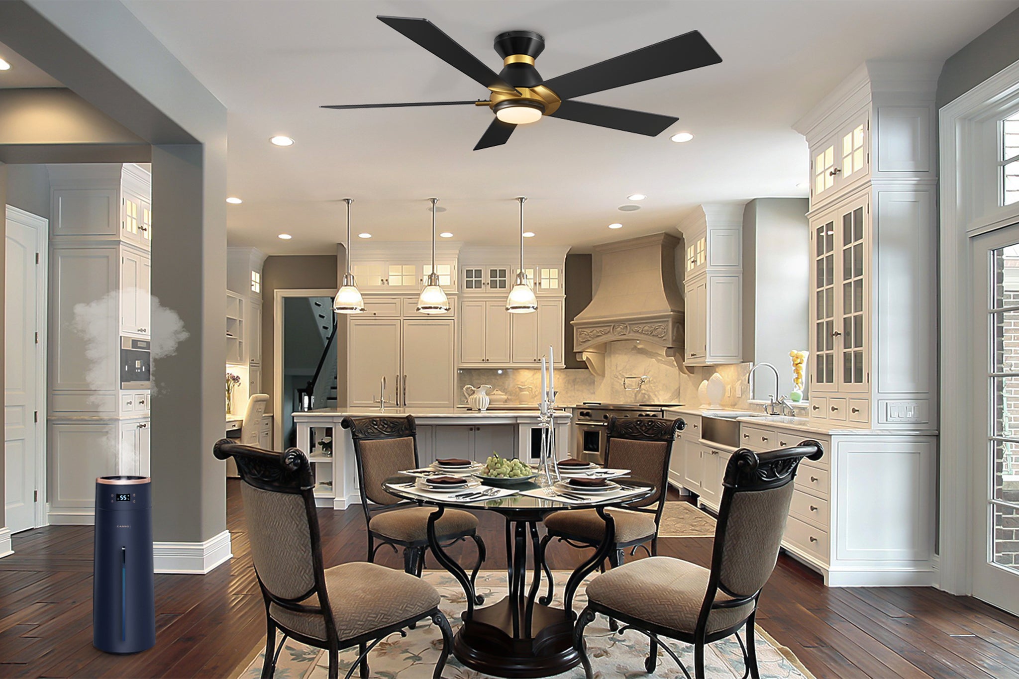 Aspen_low_profile_smart_ceiling_fan_humidifier_shop_the_look