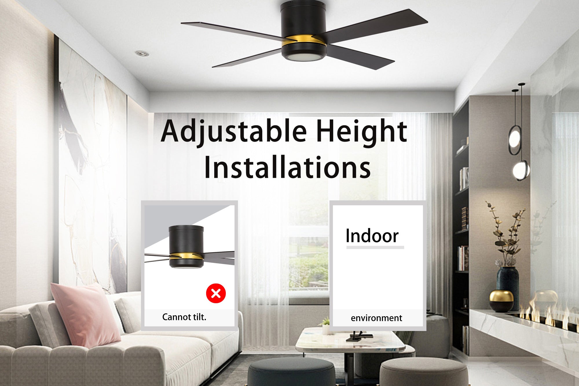 Carro-Smafan-Arlo-52”-Indoor-Use-Only-Smart-Ceiling-Fan-with-Remote-Flush-Mount-Low-Profile