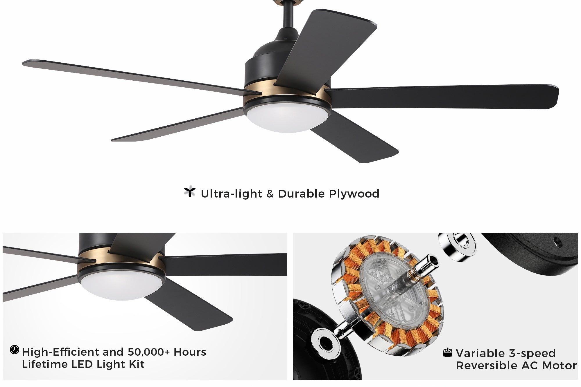 Carro-Smafan-Soran-52”-Wifi-Ceiling-Fan-Drop-mount-Or-Hugger-mount-Installation-available