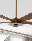 Striker Outdoor 52'' Smart Ceiling Fan with LED Light Kit-Gold base with fine wood grain blades