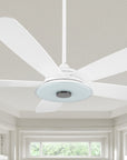 Carro Home Striker 56 inch 5-Blade Smart Ceiling Fan with LED Light Kit & Remote - White Case and pure white Fan Blades.