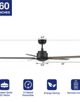 Carro Welland 60 inch remote control ceiling fans specification information.
