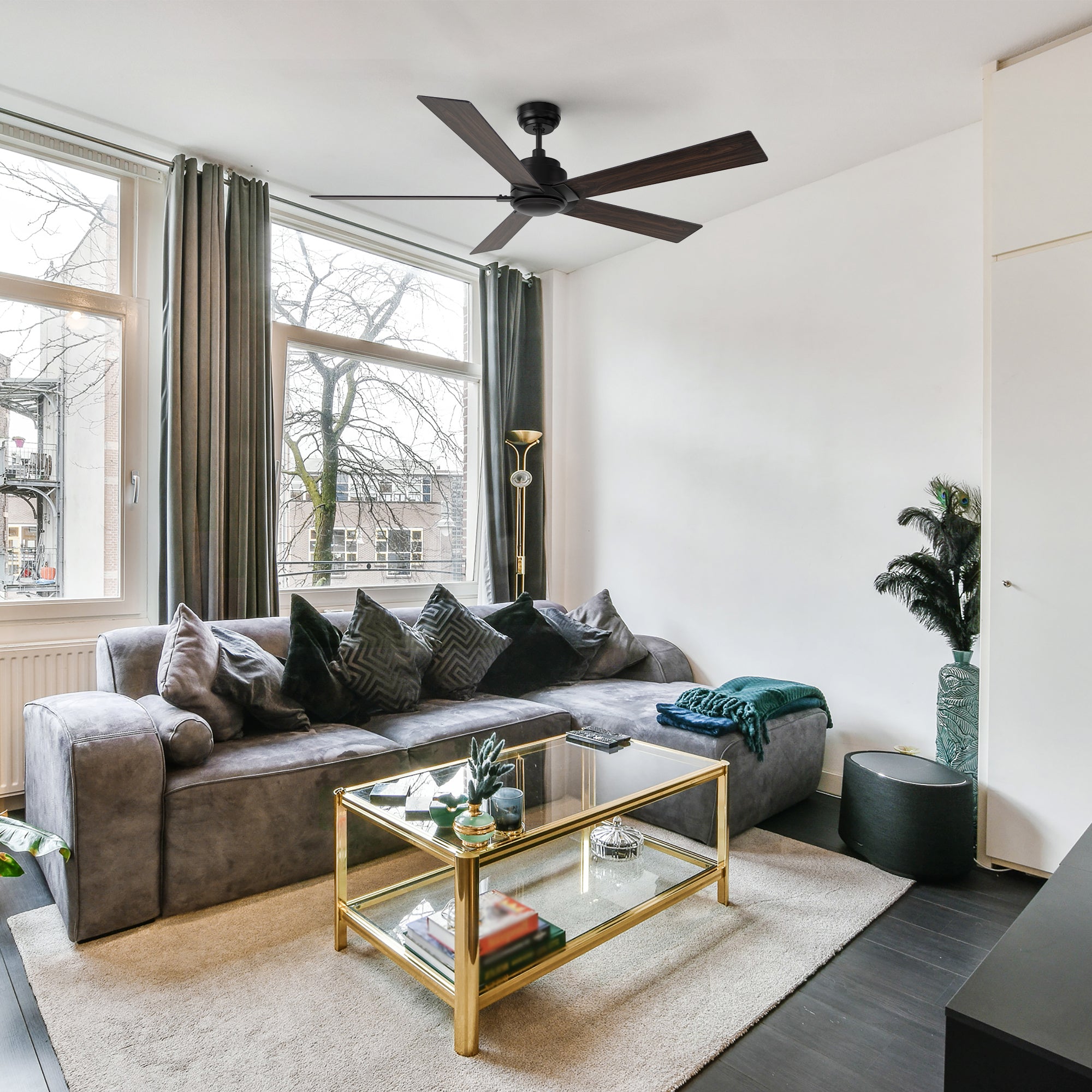 Carro Welland 60 inch remote control ceiling fans boasts a simple design with a Black finish and elegant Plywood blades, will keep your living space cool and stylish.