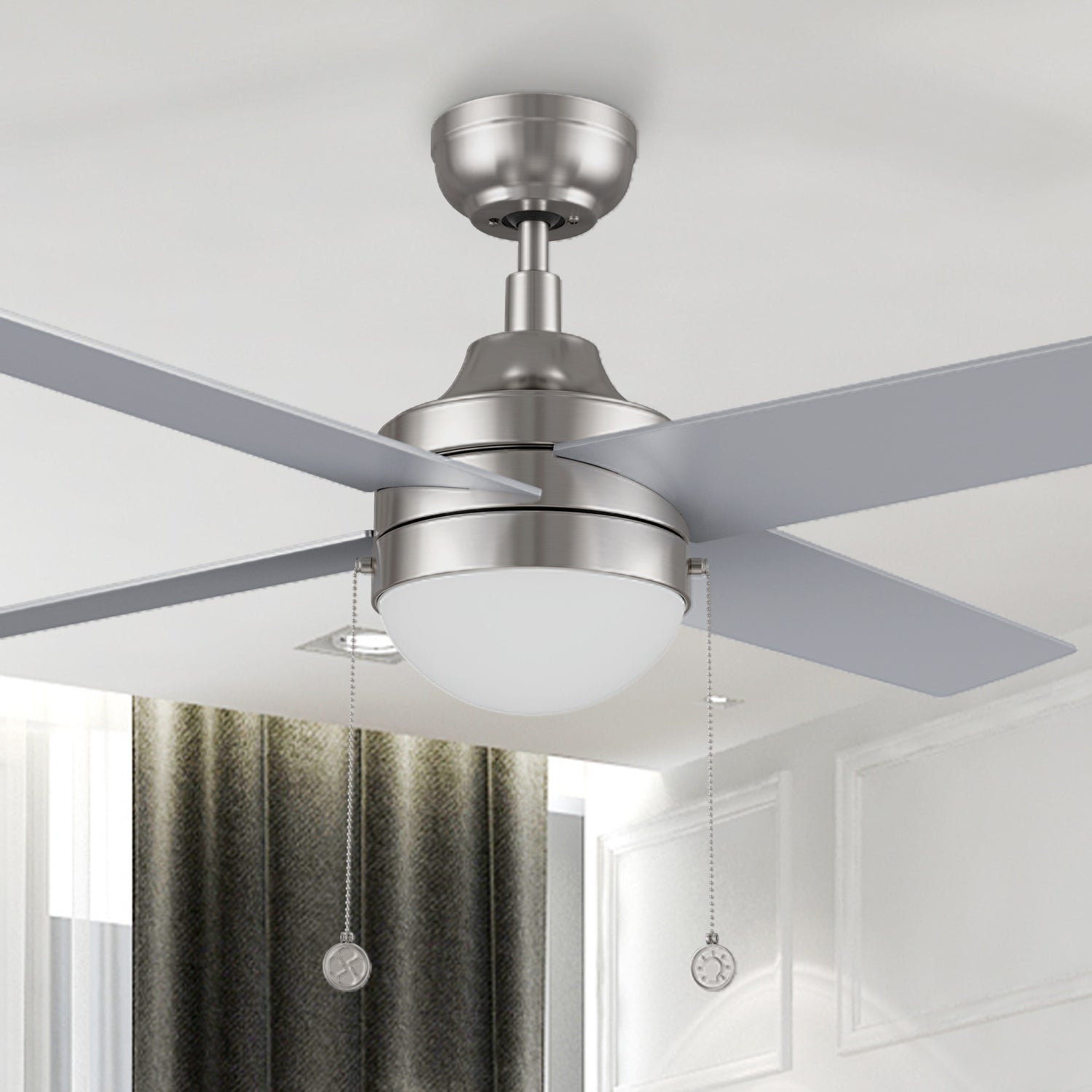 Best modern ceiling fan with dimmable LED light ( (light temperature from 2700K to 4000K) and pull chain 52 inch