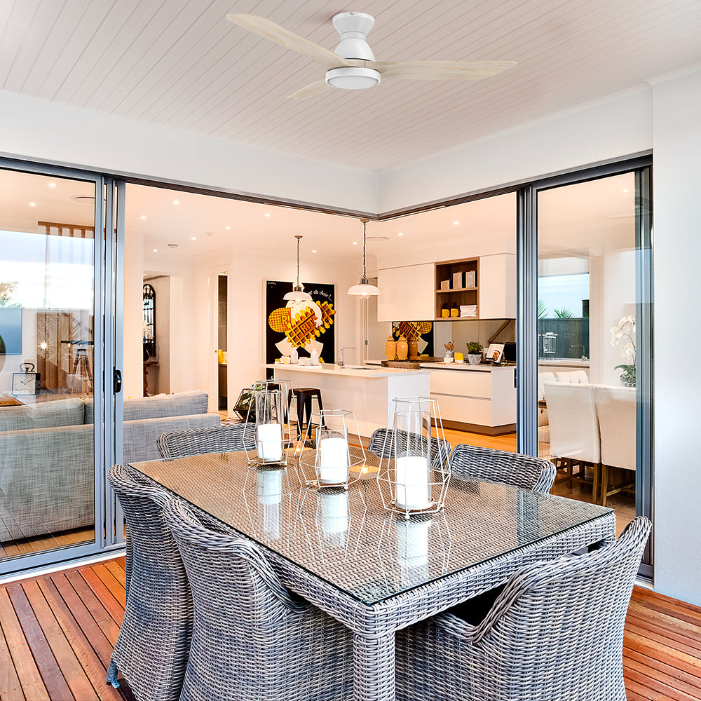 This smafan Colmar outdoor ceiling fan with smart and 10-speed control is the perfect decoration for any outdoor living space.