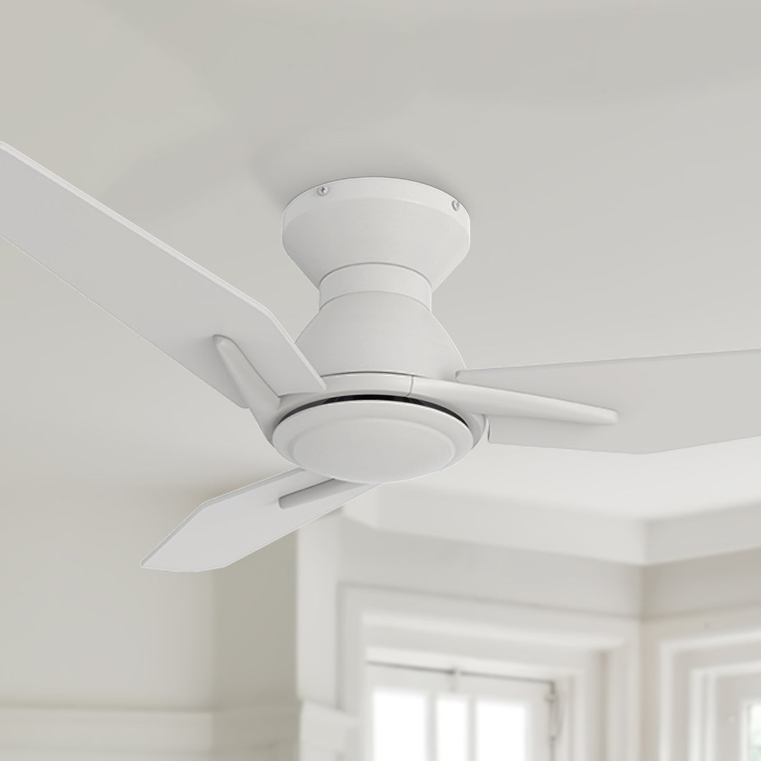 Carro smafan low-profile ceiling fans without lights 44 inch, white finish 