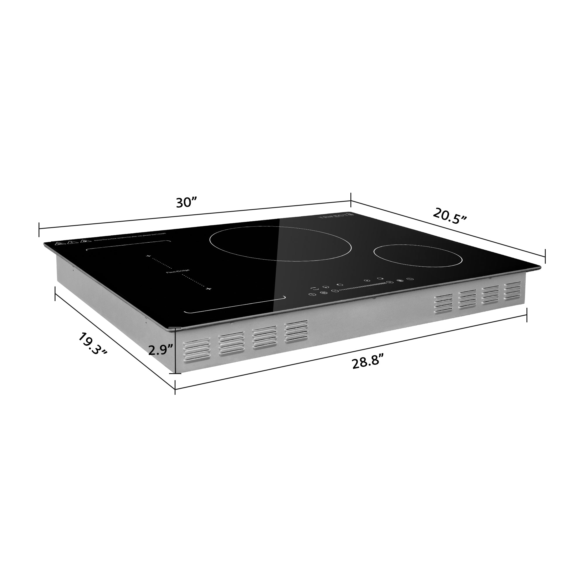 the dimension information about 30 built-in induction cooktops with 4 burners