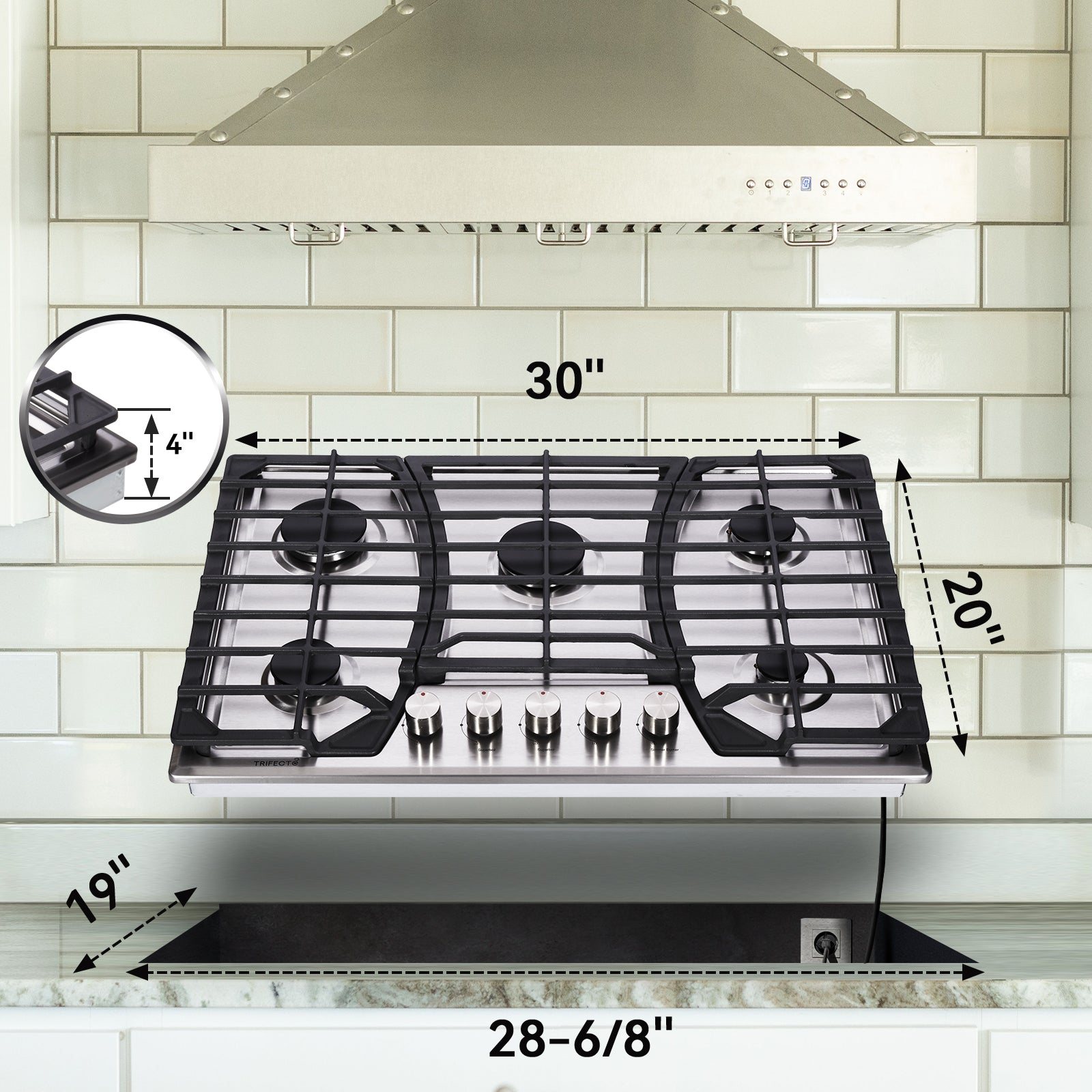 Gustoso 30 inch Gas Cooktops with 5 Burner