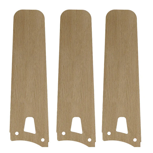 Set of three replacement ceiling fan blades in light wood color, compatible with the Innovator 52- and 56-inch smart 3-blade ceiling fan model. Each blade has a rounded tip and precision mounting holes for secure installation.