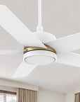 Carro Lakeland 52 inch smart ceiling fan with light, design with white finish, elegant plywood blades and an integrated 4000K LED cool light.