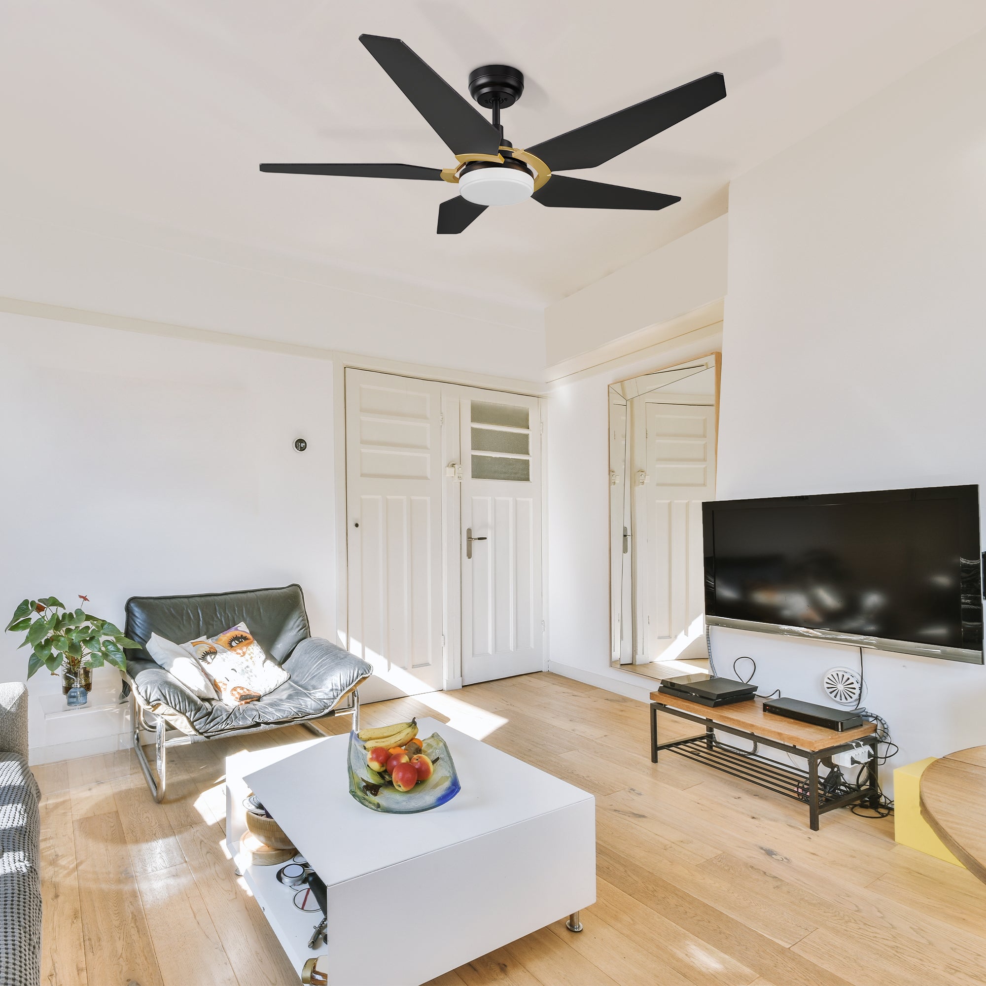 The Lanceston 52" ceiling fan will keep your living space cool, bright, and stylish. This soft modern masterpiece is perfect for indoor living spaces.