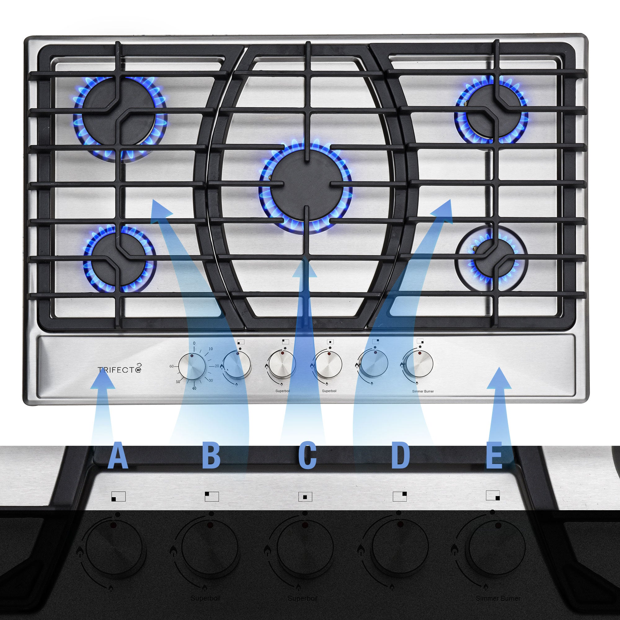 Sabroso 30" Gas Cooktops with 5 Burner