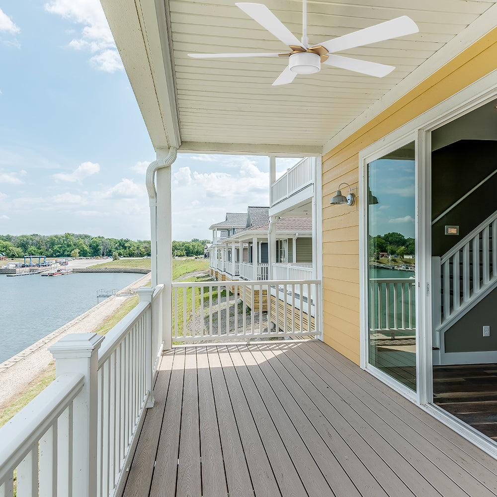 With an integrated LED light and smart home integrated, this Brescia 52 inch outdoor ceiling fan in white is the perfect addition to your covered patio or porch.