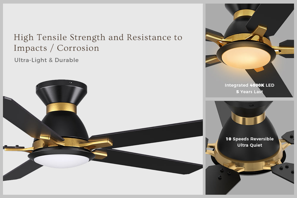 Smafan-Byrness-60-inch-Flush-Mount-Fan-black-and-gold-with-Remote-and-Light-Kit-whisper-quiet-dc-motor