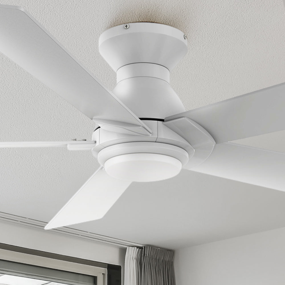 Carro Armoy 52 inch ceiling fan with light design with a white finish, elegant plywood blades and an integrated 4000K LED cool light.