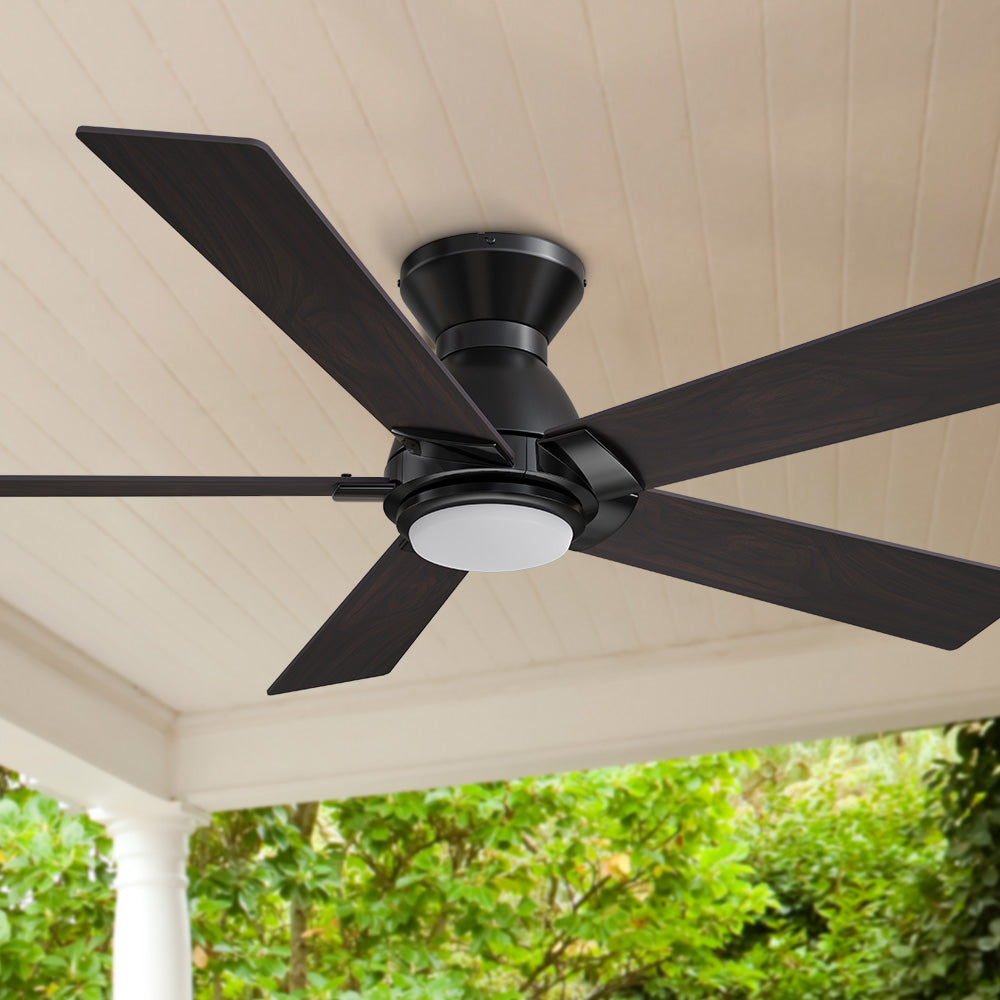 Carro Aspen 48 inch smart ceiling fan with light wood finish, elegant Plywood blades and integrated 4000K LED cool light.