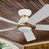 Carro Aspen 52 inch smart ceiling fan with White finish, elegant Plywood blades and integrated 4000K LED cool light.