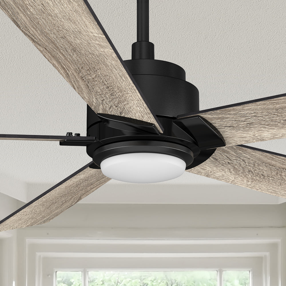 Carro Aspen 56 inch smart ceiling fan with Wood finish, use elegant Plywood blades and has an integrated 4000K LED cool light.