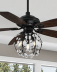 Carro Cedar 52 inch crystal ceiling fan design with wood finish, elegant Plywood blades and compatible with LED bulb(Not included).