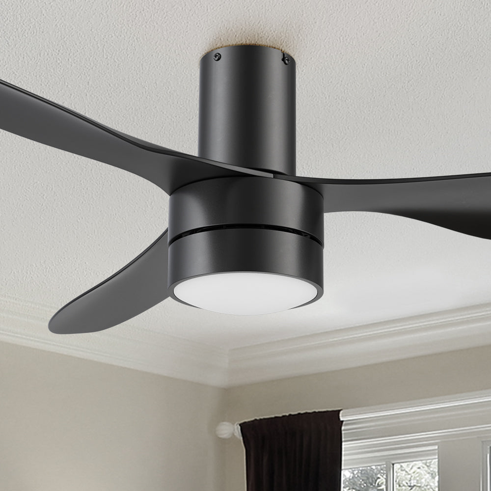 Carro Coleman 52 inch smart ceiling fan low profile design, with black finish, strong ABS blades and integrated 5700K LED day light.