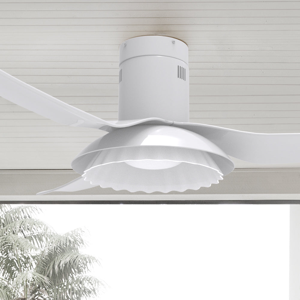 24 Low Profile Ceiling Fan with 3-Dimmable Light, Flush Mount Ceiling Fan  Lighting Remote & APP Control, 6 Speeds Timing Reversible Blades, Smart