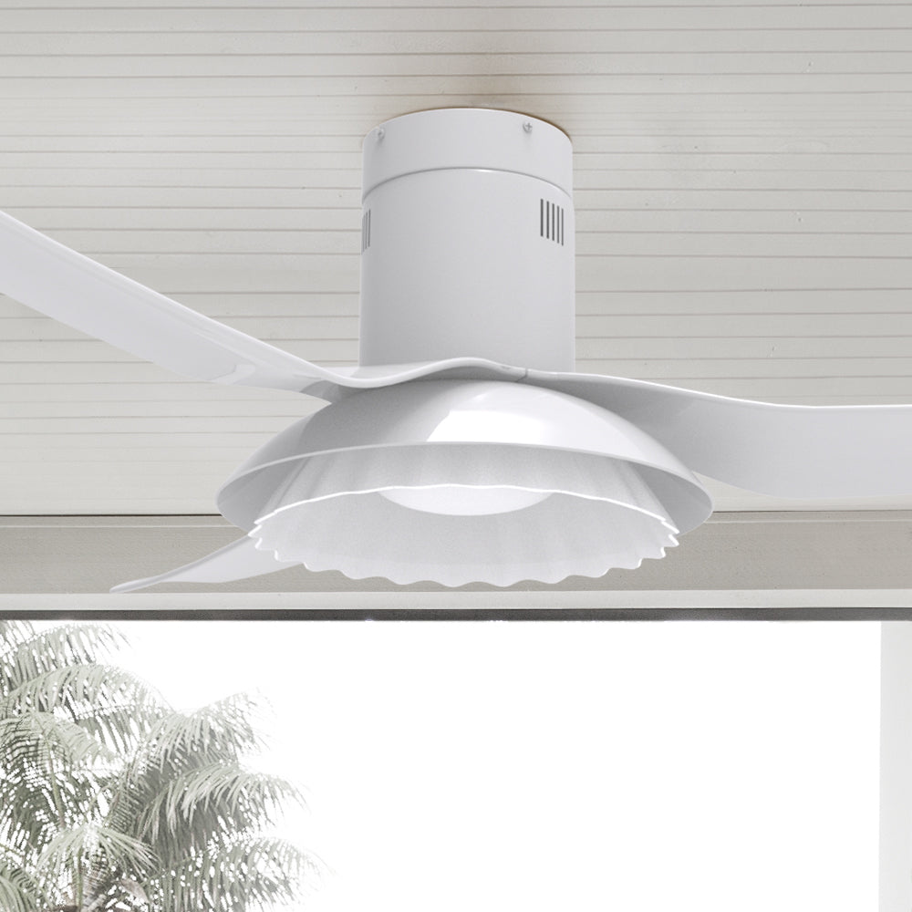 Smafan Daisy 52 inch flush mount smart ceiling fan with 3 blades and a 52-inch blade sweep has a charming blossoming flower appearance.