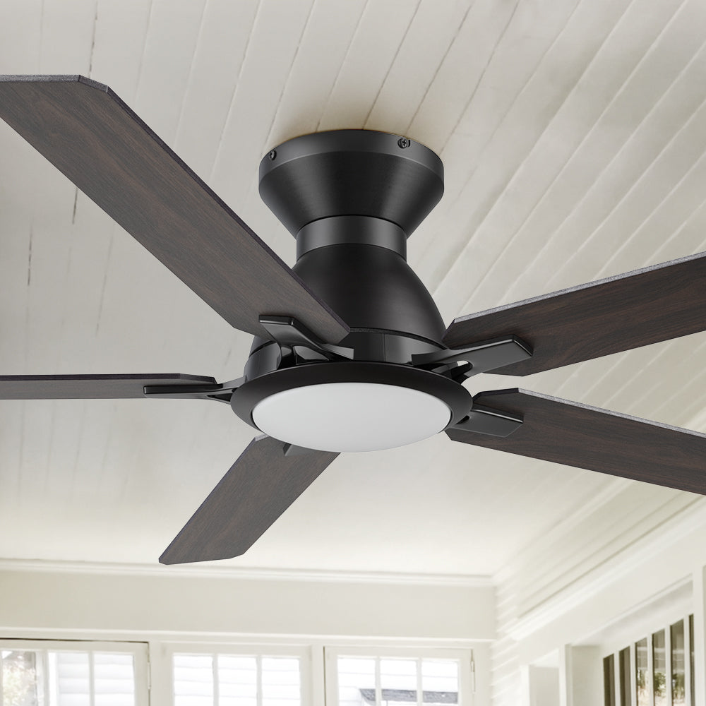 Smafan Essex 52 inch flush mount smart ceiling fans with remote. with an integrated 4000K LED daylight.