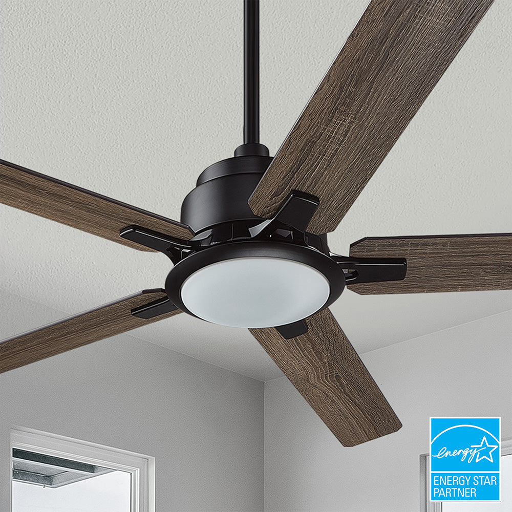 Smafan Essex 52 inch smart ceiling fan designs with wooden finish, elegant plywood blades and an integrated 4000K LED daylight.