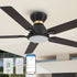 Smafan Essex 52 inch flush mount smart ceiling fans with light design with dark wood finish, use elegant plywood blades, glass shade and has an integrated 4000K LED daylight.