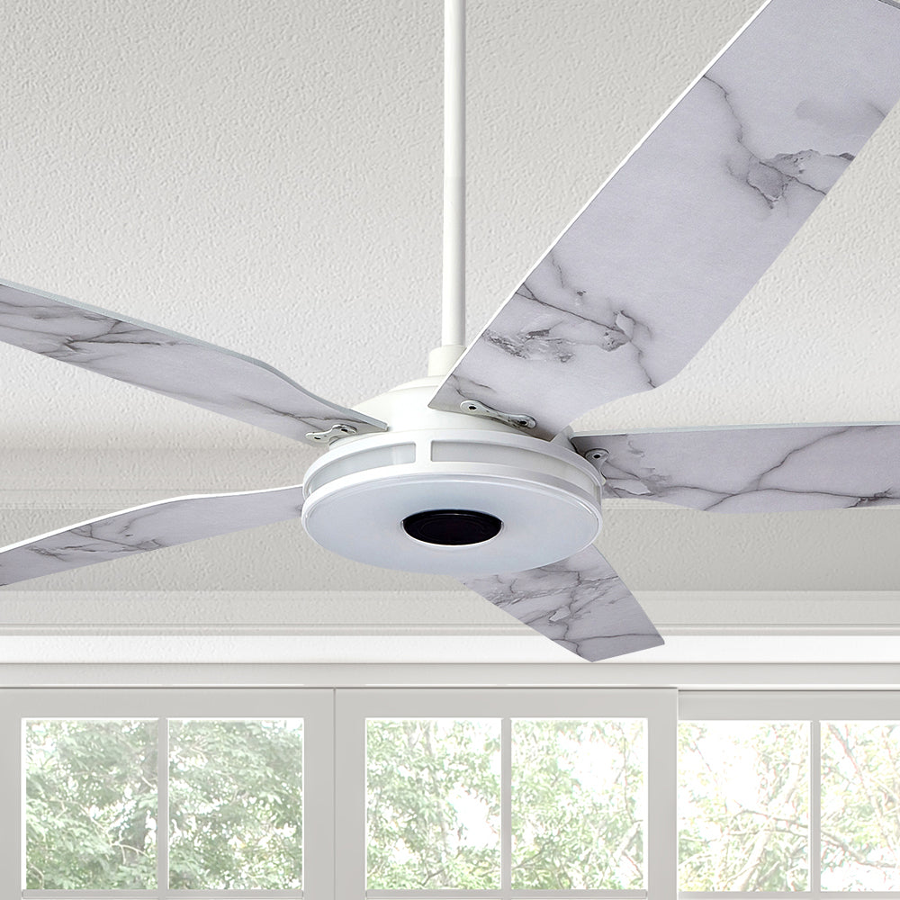 The Smafan Explorer 52 inch smart outdoor ceiling fan with dimmable integrated LED, 10-speed whisper-quiet DC motor.