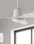 Smafan Exton 52 inch smart ceiling fan designs with white finish, elegant plywood blades and compatible with LED Light.
