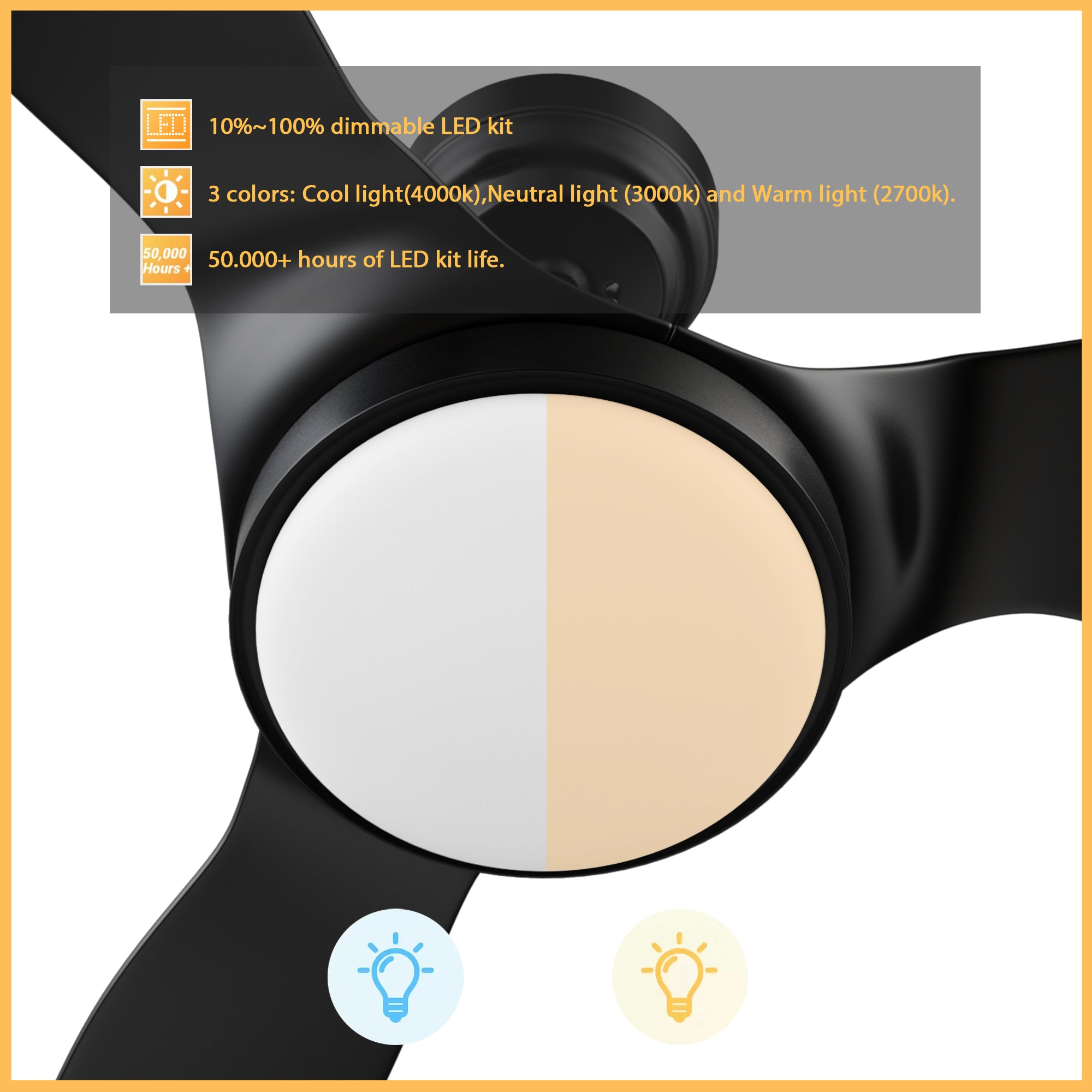 Carro Falkirk 52 inch smart outdoor ceiling fan with 1915 lumens dimmable light kit, 50,000+ Hours Light Life Span.