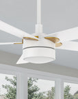 Carro Granby 52 inch smart outdoor ceiling fan with light, white and gold finish, elegant plywood blades and has an integrated 4000K LED daylight.