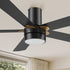Carro Harlem 52 inch smart outdoor ceiling fan with Black finish, elegant Plywood blades and integrated 4000K LED cool light.