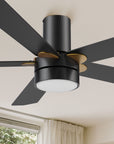 Carro Harlem 52 inch smart outdoor ceiling fan with Black finish, elegant Plywood blades and integrated 4000K LED cool light.