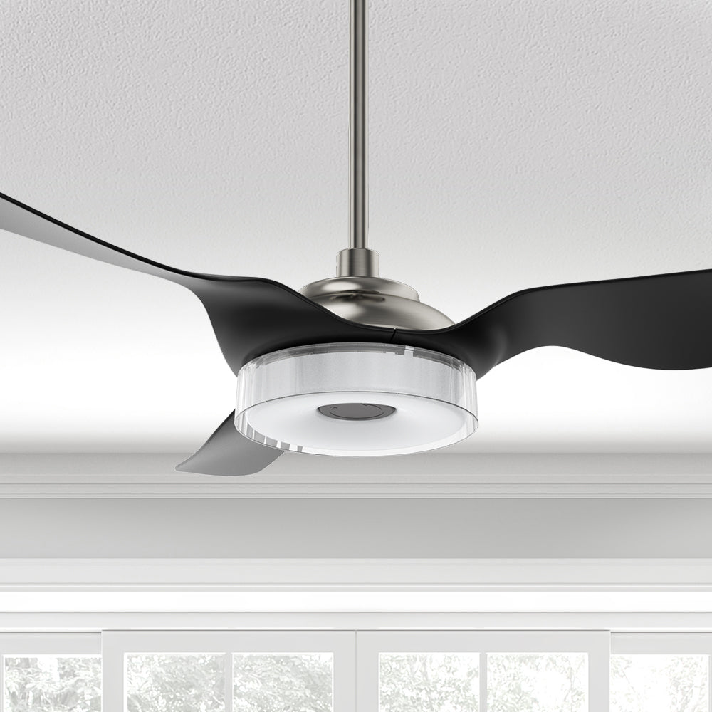 Smafan Icebreaker 56 inch smart ceiling fan in Silver Black, integrated 4000K LED light kit.