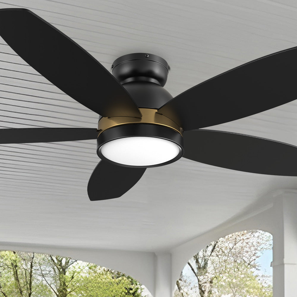 Levi 48 inch Flush mounted Smart Ceiling Fan with Light Outdoor