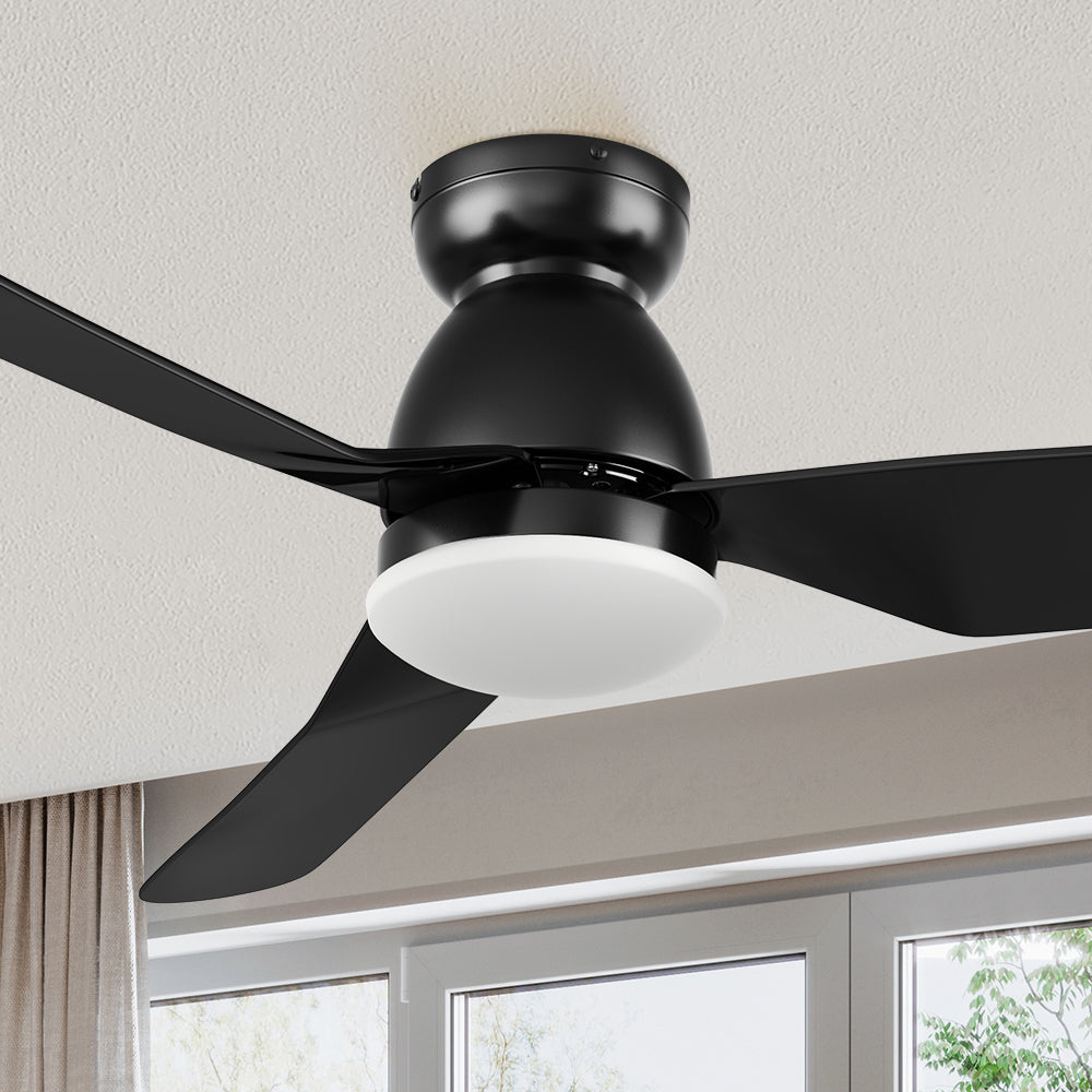 Carro Macon smart ceiling fan with light designed with Black finish, elegant ABS blades and has an integrated 4000K LED cool light.
