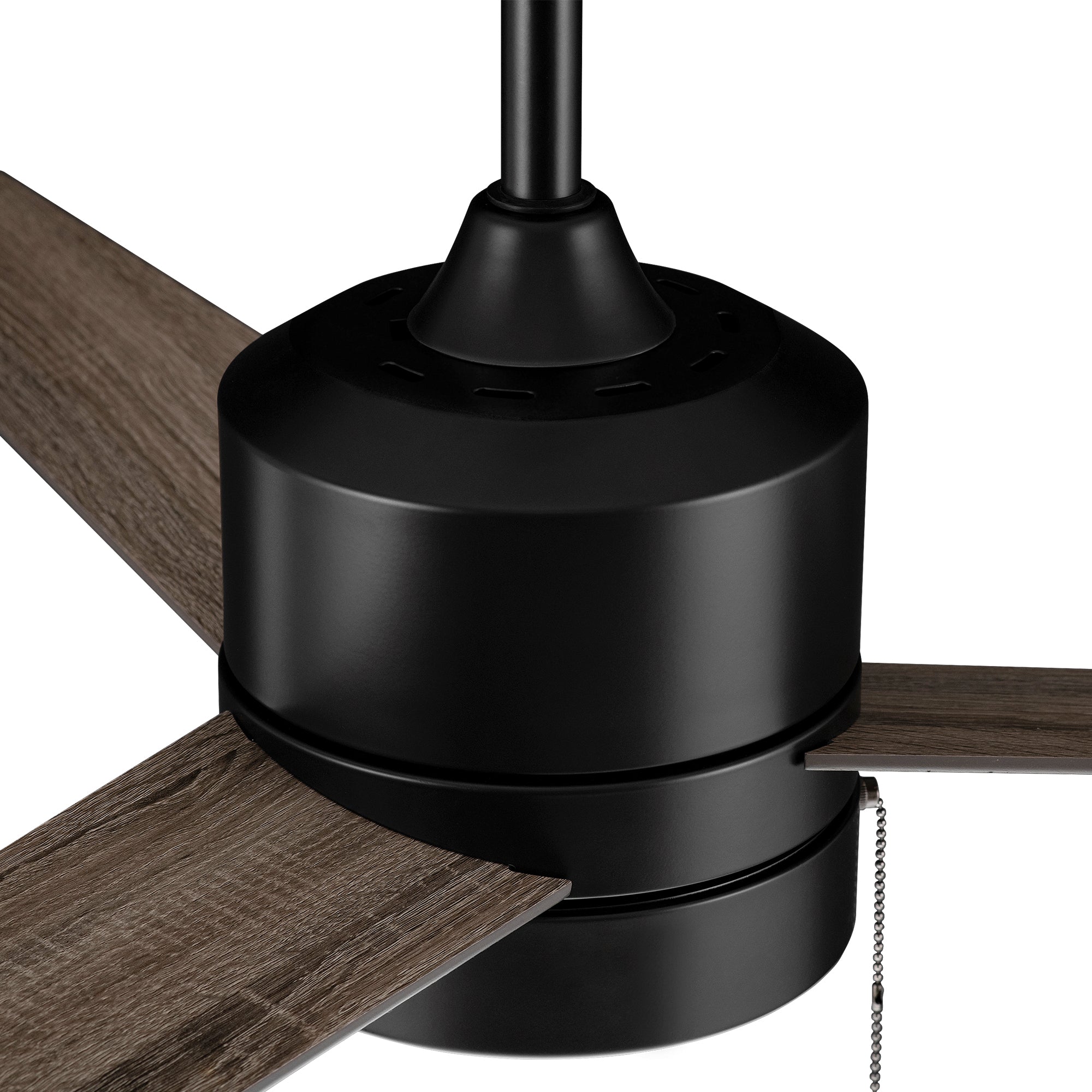 Carro Marais 52 inch pull-chain ceiling Fan design with elegant dark wood plywood blades and charming LED light.