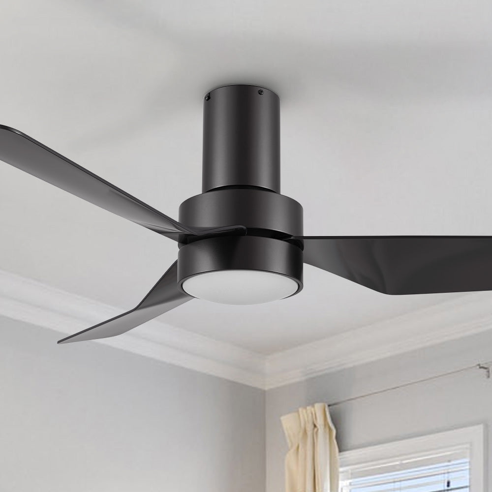 Smafan Carro Marion 44 inch ceiling fan with Black finish, strong ABS blades and integrated 4000K LED cool light.