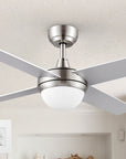 Carro Nova 48 inch Smart Ceiling Fan With LED Light Kit-silver base with white blades.