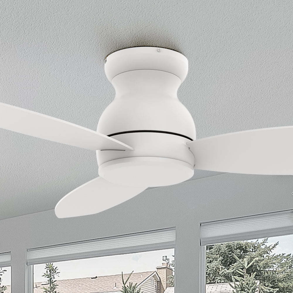 Carro Osborn 48 inch ceiling fan designed with pure white finish, use elegant Plywood blades. The fan features remote control.
