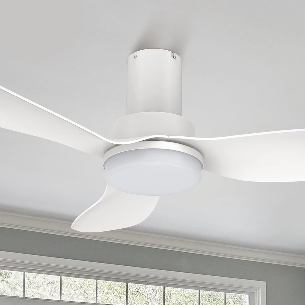 Smafan Prescott 36 inch smart ceiling fan features a crisp and white finish with elegant blades and modern accents to perfectly complement the décor of your preference.