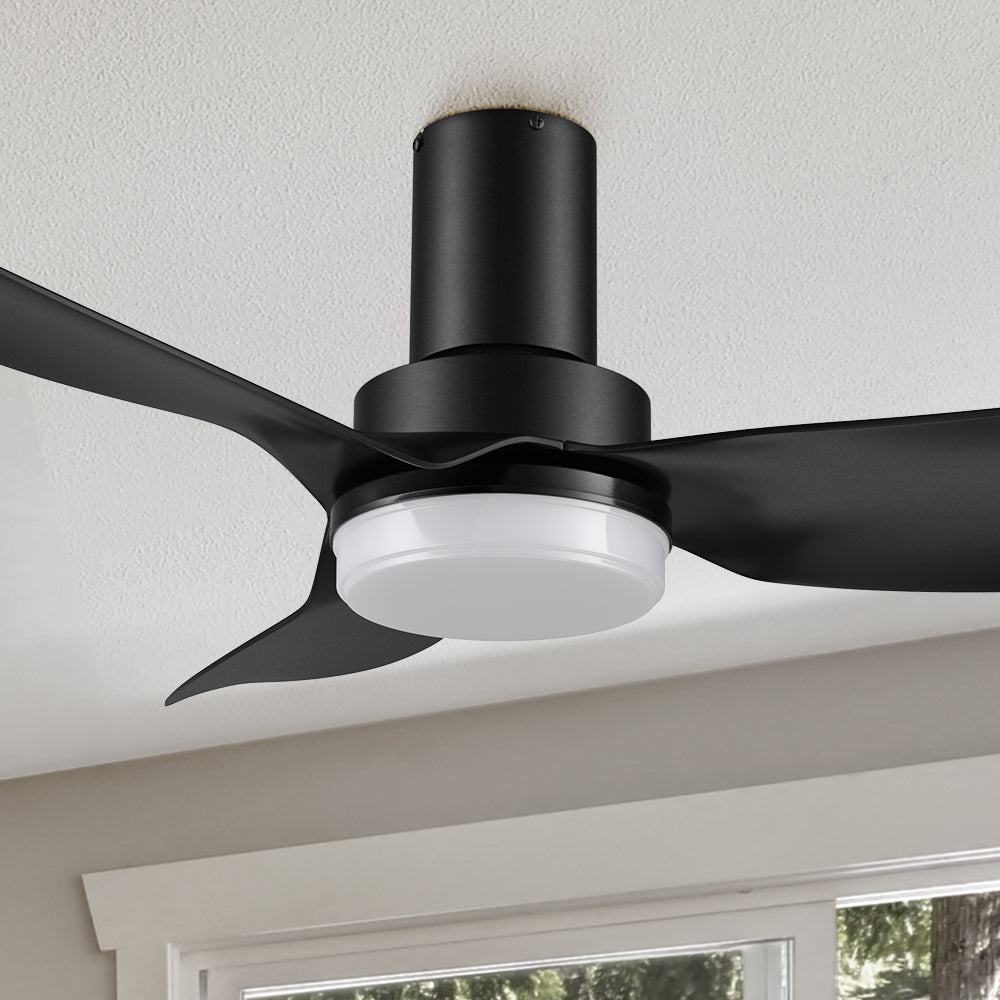 Smafan Prescott 45 inch smart ceiling fan features a crisp and black finish with elegant blades and modern accents to perfectly complement the décor of your preference.