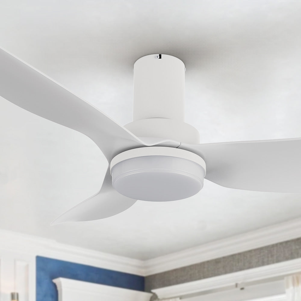 Smafan Prescott 45 inch smart ceiling fan features a crisp and white finish with elegant blades and modern accents to perfectly complement the décor of your preference.