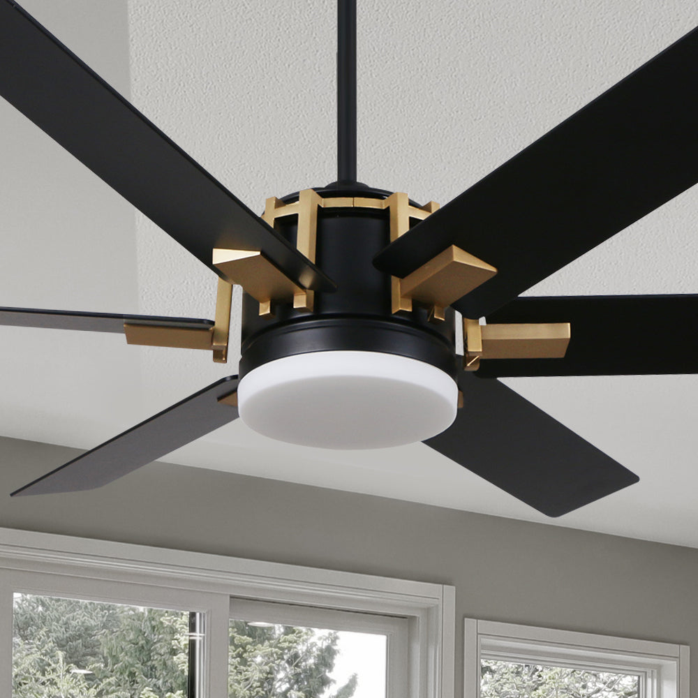 Carro Sennin 52 inch ceiling fans design with black finish, use elegant Plywood blades and has an integrated 6000K LED daylight.